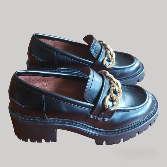 Woman's US-6 Zara Black Chunky Heeled Loafers - Picture 2 of 9